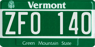 VT license plate ZFO140