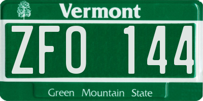 VT license plate ZFO144