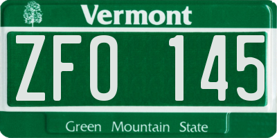 VT license plate ZFO145