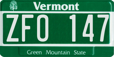 VT license plate ZFO147