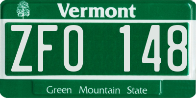 VT license plate ZFO148
