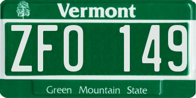VT license plate ZFO149
