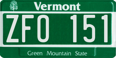 VT license plate ZFO151