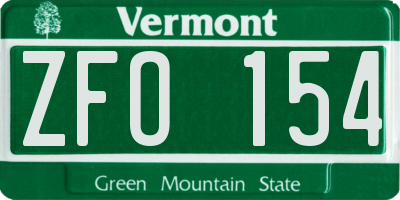 VT license plate ZFO154