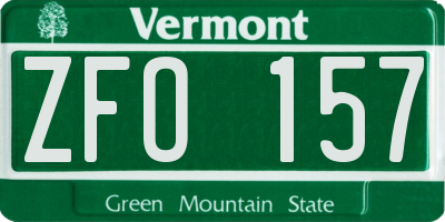 VT license plate ZFO157