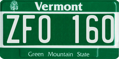 VT license plate ZFO160