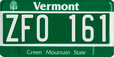 VT license plate ZFO161