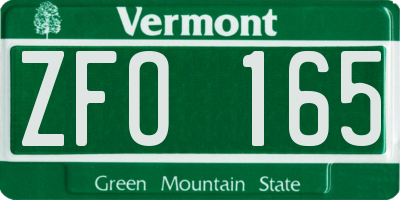 VT license plate ZFO165