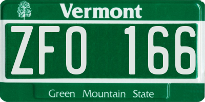 VT license plate ZFO166