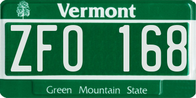 VT license plate ZFO168