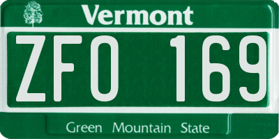 VT license plate ZFO169
