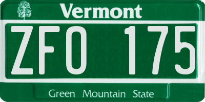 VT license plate ZFO175