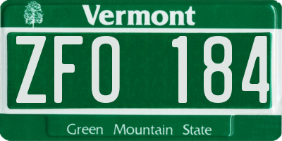 VT license plate ZFO184