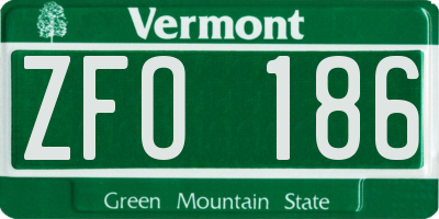 VT license plate ZFO186