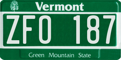 VT license plate ZFO187