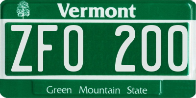 VT license plate ZFO200
