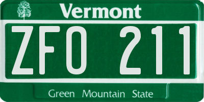 VT license plate ZFO211