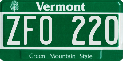VT license plate ZFO220