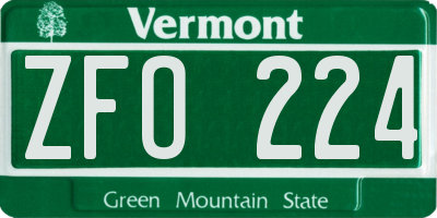 VT license plate ZFO224