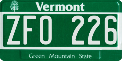 VT license plate ZFO226
