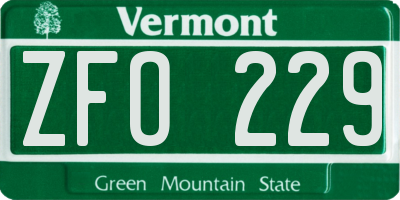 VT license plate ZFO229