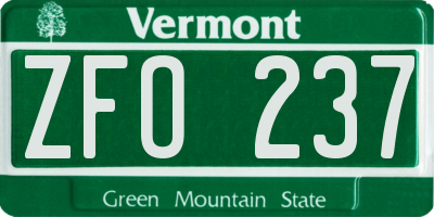 VT license plate ZFO237