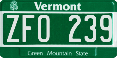 VT license plate ZFO239