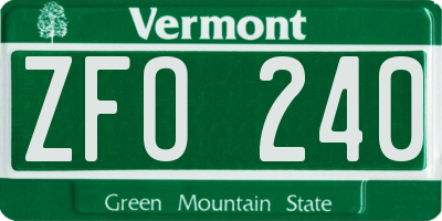 VT license plate ZFO240