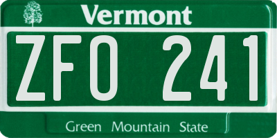 VT license plate ZFO241