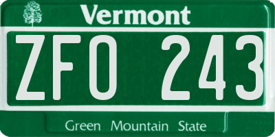 VT license plate ZFO243