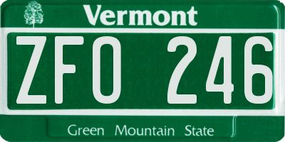 VT license plate ZFO246
