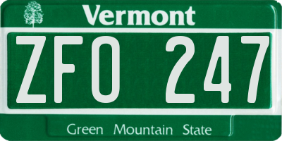 VT license plate ZFO247