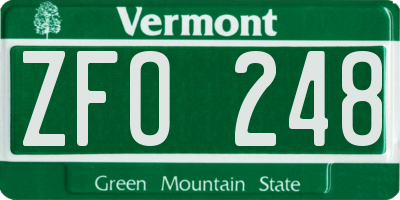 VT license plate ZFO248