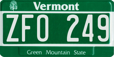 VT license plate ZFO249