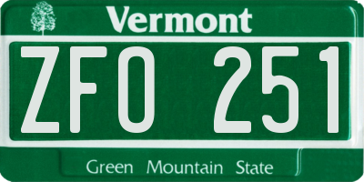 VT license plate ZFO251