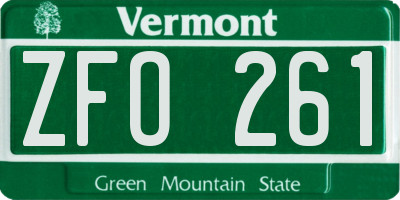 VT license plate ZFO261