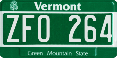 VT license plate ZFO264