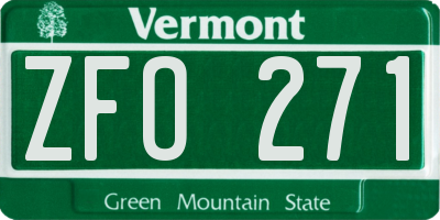 VT license plate ZFO271