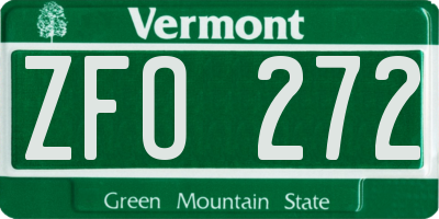 VT license plate ZFO272