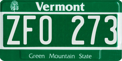 VT license plate ZFO273