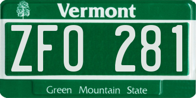 VT license plate ZFO281