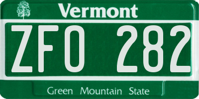 VT license plate ZFO282