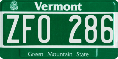VT license plate ZFO286