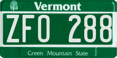 VT license plate ZFO288