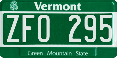 VT license plate ZFO295