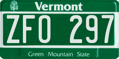 VT license plate ZFO297