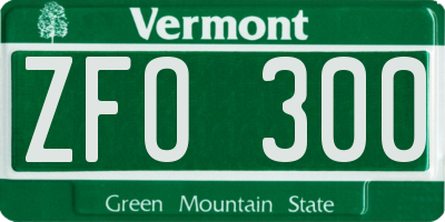 VT license plate ZFO300