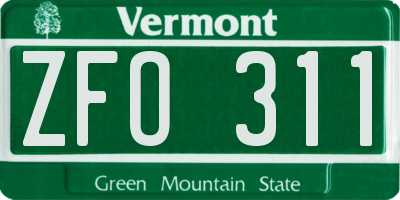 VT license plate ZFO311