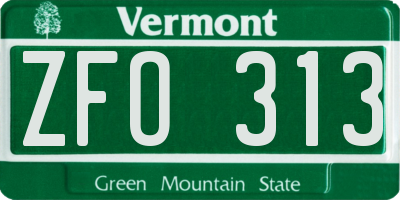 VT license plate ZFO313