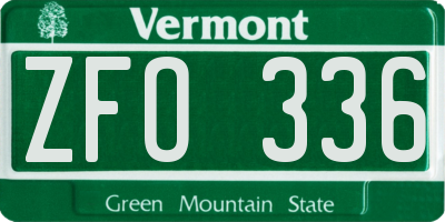 VT license plate ZFO336